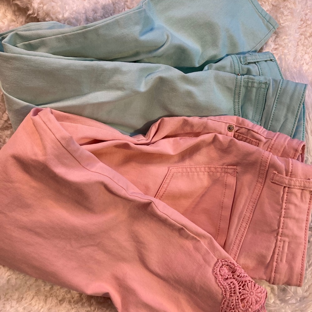 Capri blue and pink pants from target.